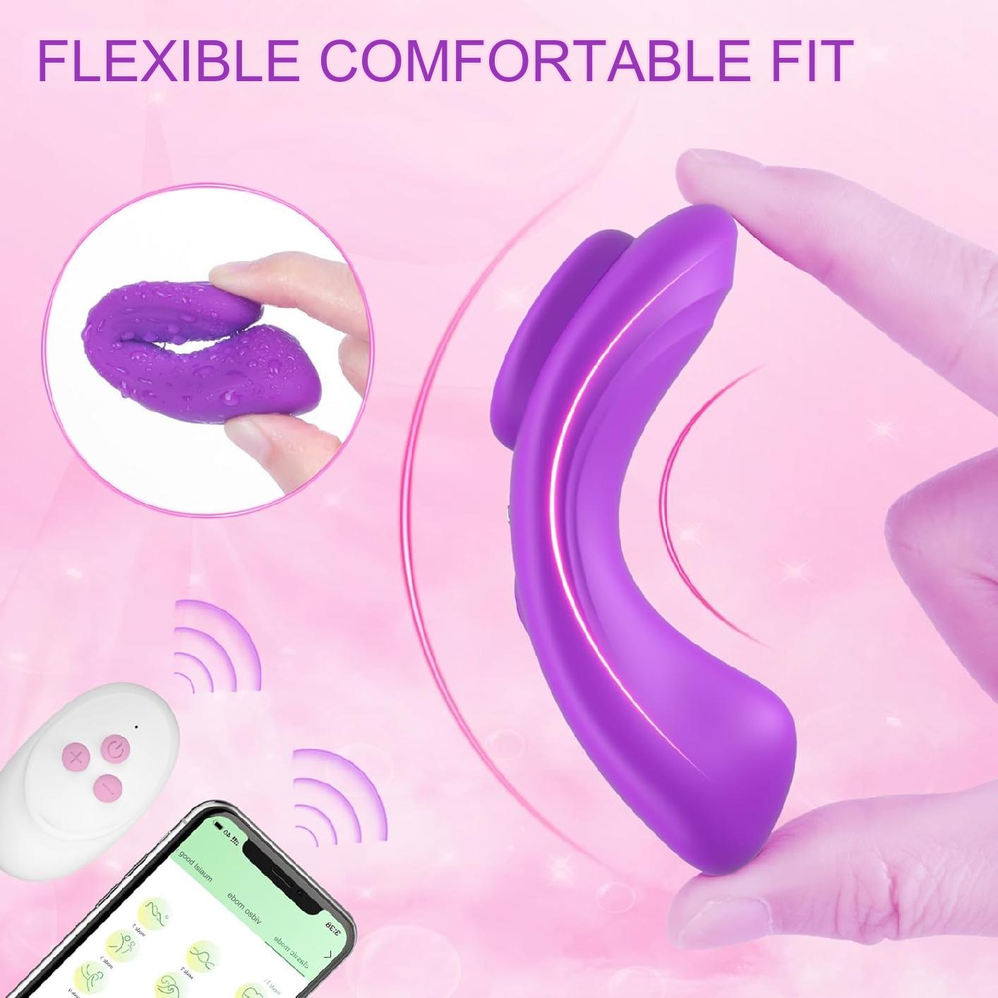 Vibrator fluture pentru chiloti cu telecomanda si aplicatie telefon, stimulator clitoris cu 10 moduri de vibratii, magnetic, IPX7 impermeabil ultra-subtire
