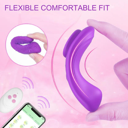 Vibrator fluture pentru chiloti cu telecomanda si aplicatie telefon, stimulator clitoris cu 10 moduri de vibratii, magnetic, IPX7 impermeabil ultra-subtire