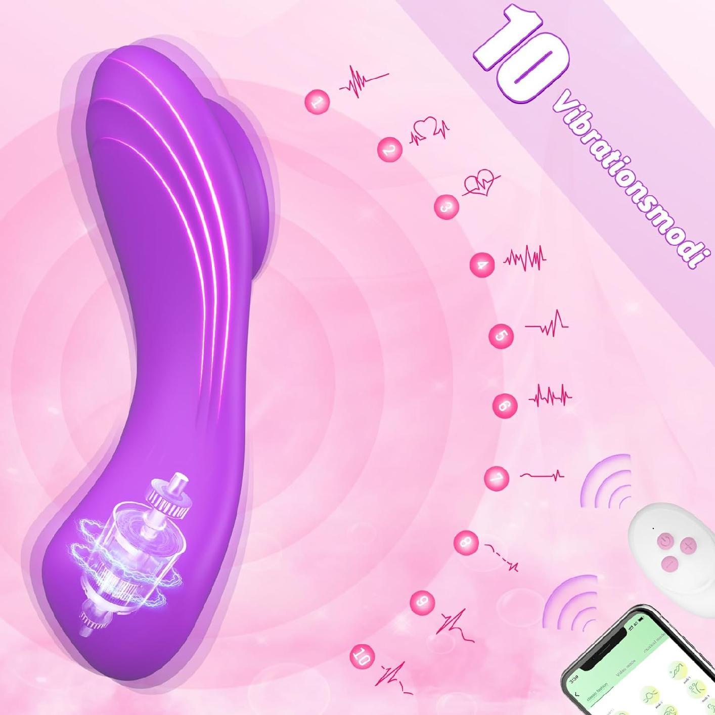 Vibrator fluture pentru chiloti cu telecomanda si aplicatie telefon, stimulator clitoris cu 10 moduri de vibratii, magnetic, IPX7 impermeabil ultra-subtire
