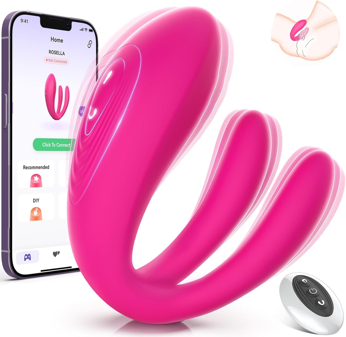 Vibrator pentru adulti, stimulator clitoris cu telecomanda si aplicatie telefon, 10 moduri de vibratie, IPX7 impermeabil, dildo erotic