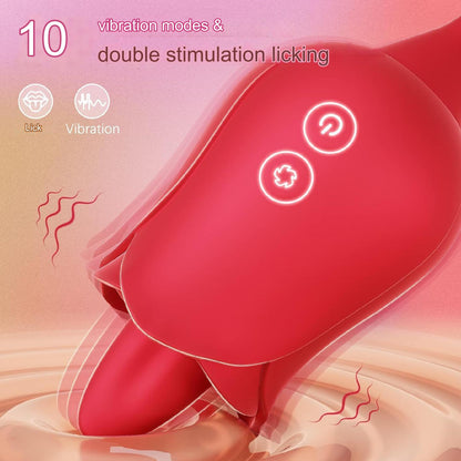 Vibrator portabil pentru femei 3 in 1 cu stimulare clitoris, punct G si lins, 10 moduri de vibratii, impermeabil