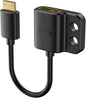Adaptor de la cablu mini HDMI la HDMI mama, de la C la A, 4K, de 14 cm lungime, cu prindere si suruburi 1/4-20", pentru camere cu port mini HDMI precum Nikon Z6, Z7, D780, Canon EOS RP, 5D Mark IV