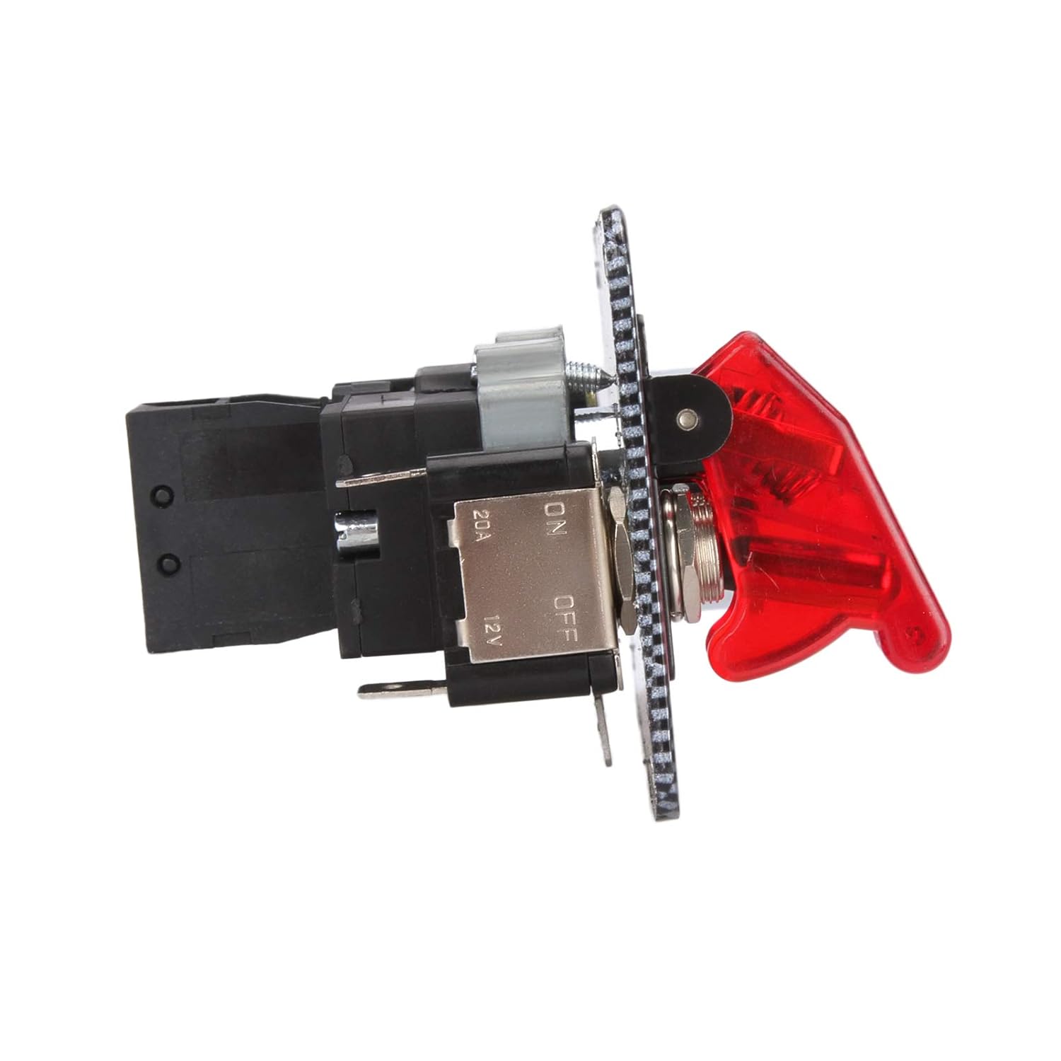 Panou comutator Tuning 12V, cu releu, cablaj, buton pentru pornire, intrerupator cu protectie si placa din fibra de carbon