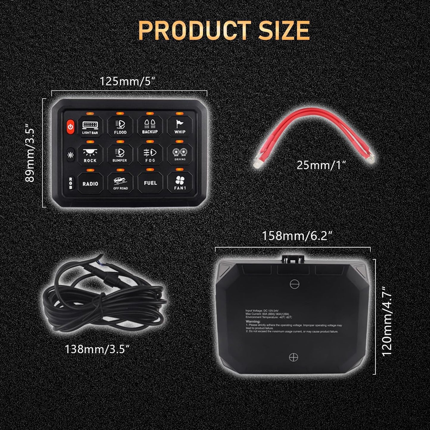 Kit panou comutator auto cu 12 butoane, 12-24 V, comutare prin releu, LED RGB, intrerupator On/Off 65A, impermeabil IP65, pentru masina, camion, rulota, barca, SUV, off-road