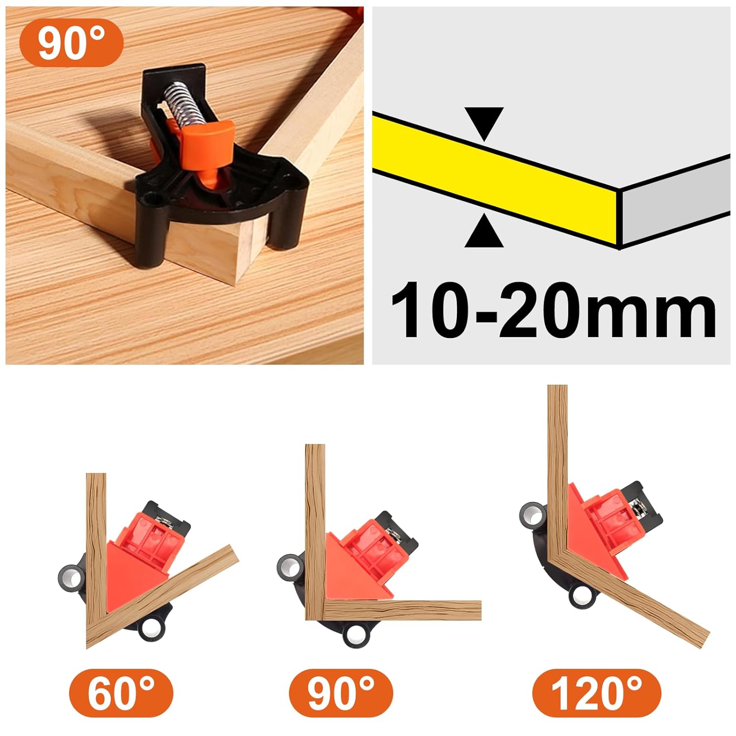 Set echer de tamplarie 5 in 1, vinclu din aluminiu de 180 mm si 2 cleme de colt cu strangere rapida in unghi de 90°, 60° si 120°, cu husa de depozitare si transport