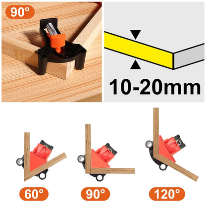 Set echer de tamplarie 5 in 1, vinclu din aluminiu de 180 mm si 2 cleme de colt cu strangere rapida in unghi de 90°, 60° si 120°, cu husa de depozitare si transport