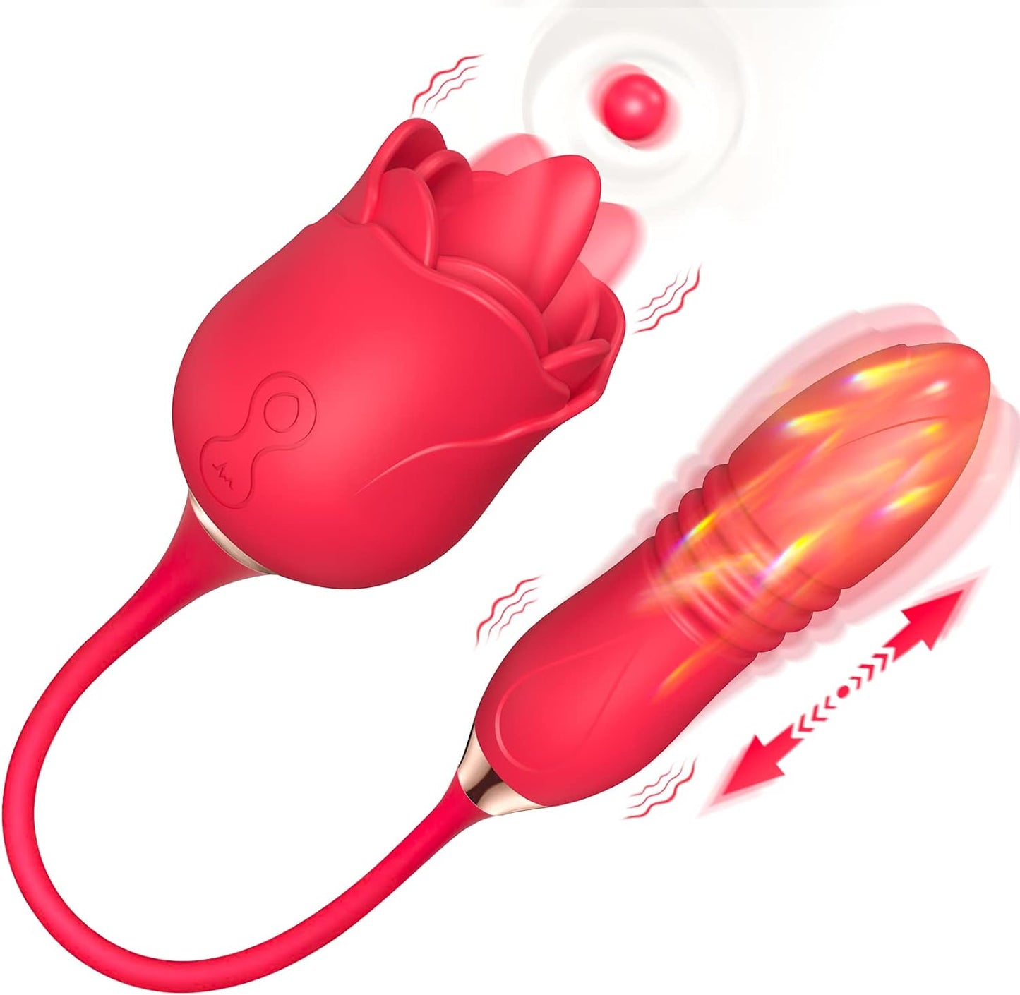 Vibrator femei cu stimulare clitoris sau mameloane, 10 moduri lins si vibratii, 2 moduri suctiune, impermeabil, rosu