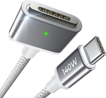 Cablu de incarcare USB-C la Magsafe 3 pentru alimentare MacBook Air M2 M3 2023/2022, MacBook Pro 13 2023 (M3, M2, 14-16 inch), de 2m, 140W PD, magnetic, cu indicator LED