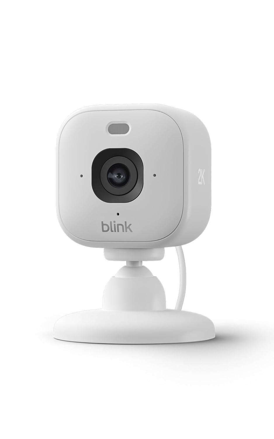 Camera de supraveghere Blink Mini 2K, rezolutie 2K, zoom 4X, vedere nocturna color cu LED, audio bidirectional cu anulare zgomot, functioneaza cu aplicatia Alexa, conectare la priza, alb