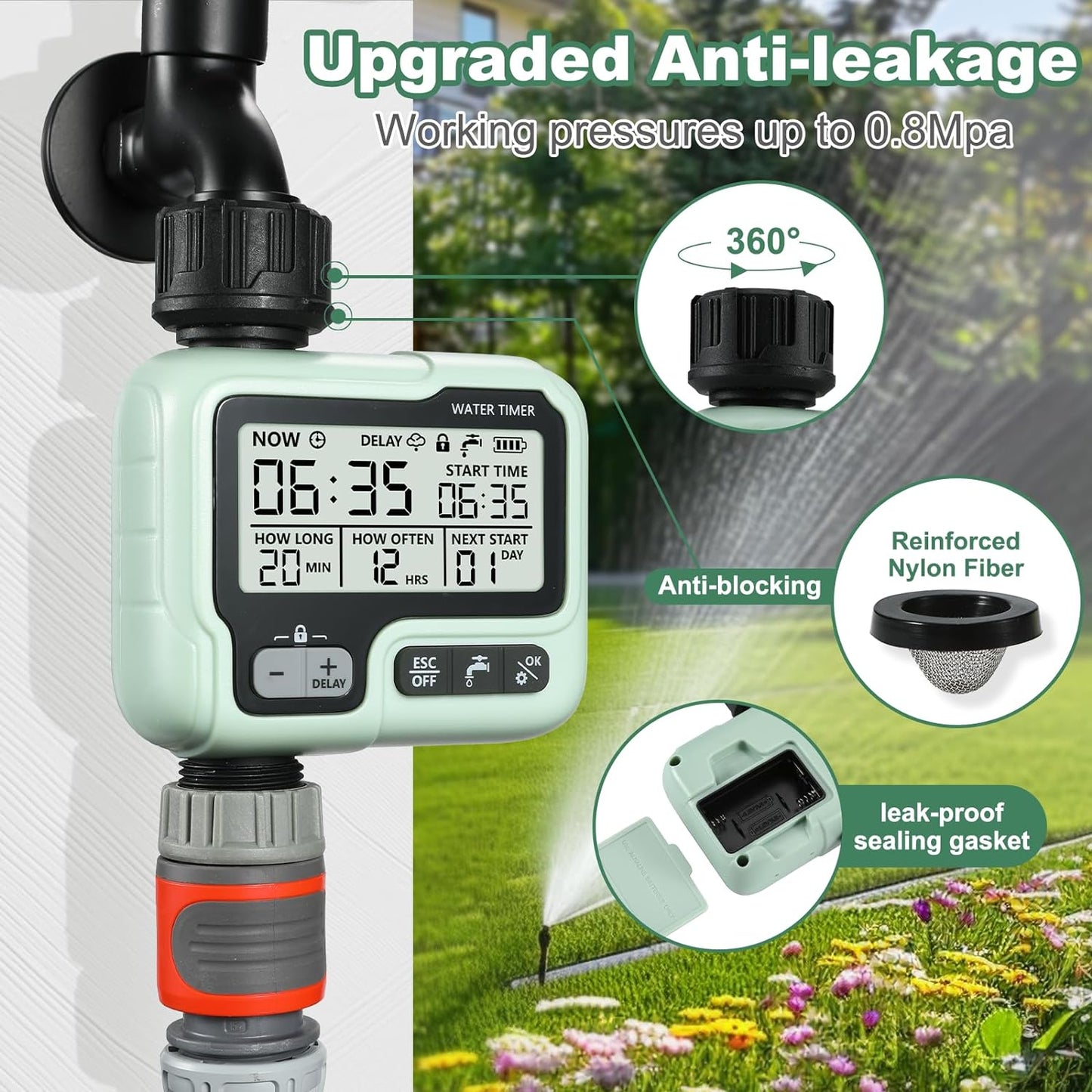 Programator irigare/udare cu display LCD, automat/manual, blocare taste, intarziere ploaie, filtru inclus, programare usoara