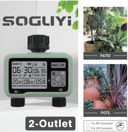 Programator de stropire cu 2 iesiri, Display LCD, automat/manual, 2 zone de irigare, intarziere la polaie, indicator baterie, blocare taste, pentru gradina, gazon, plante