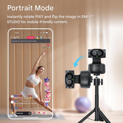 Camera web 4K EMEET PIXY Duala AI PTZ, autofocus 0.2s PDAF, 1080p, urmarire automata 310°, Senzor Sony, 3 microfoane noise canceling, control gesturi – Compatibila OBS/Twitch/Switch 2
