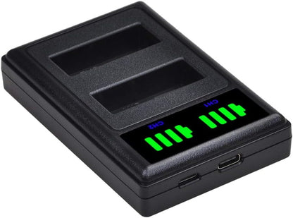 Set de 2 acumulatori BLS-50 BLS-5 2000 mAh si incarcator dual, compatibil cu Olympus Pen E-P7 E-PL10 E-PL9 E-PL8 E-PL7 E-PL6 E-PL5 E-PL3 E-PL1s E-PM2, OM-D E-M5 Mark III III S, Stylus 1