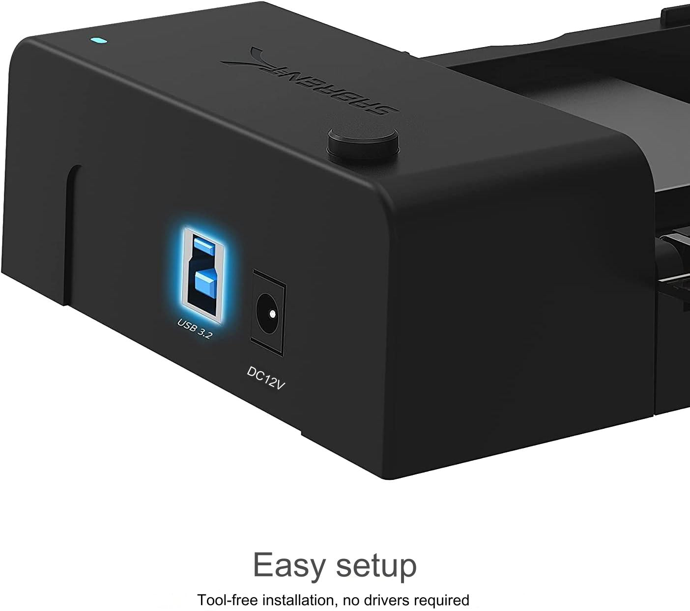 Docking Station pentru HDD/SSD extern, carcasa rack de 2,5-3,5 inchi, SATA, UASP, USB 3.0, USB 3.2 Gen1, plug and play, cu sursa de alimentare DC 12 V, rata de transfer 5 Gbps, cablu tip A de 1.8 m