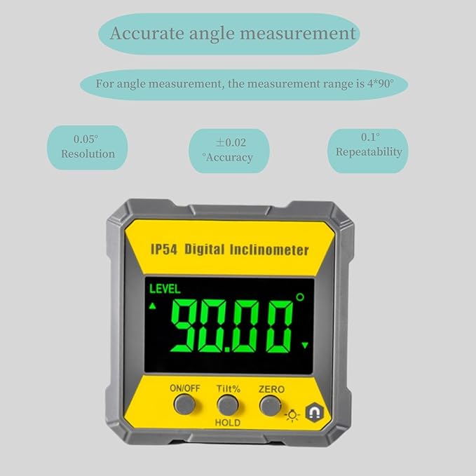 Nivela digitala magnetica 4 x 90°, eroare ±0,2°, ecran LCD, impermeabil IP54, aparat de masurat unghiuri 360°, inclinometru digital portabil pentru prelucrarea lemnului, metalului, constructii si auto