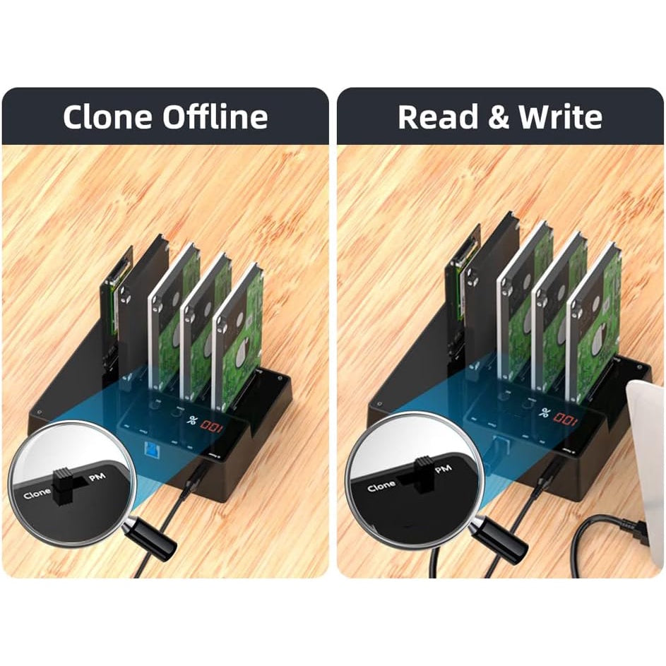 Statie andocare SATA HDD/SSD, USB 3.0, 5 sloturi, functie clonare, citire si scriere, protocol UASP, Plug and Play, pentru Hard Disk, compatibil Windows XP / Vista / 7 / 8 / 8 1/10, Linux & MacOS