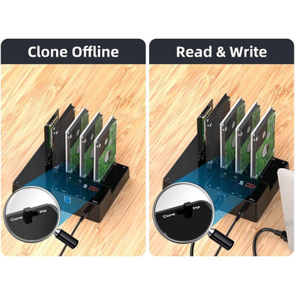 Statie andocare SATA HDD/SSD, USB 3.0, 5 sloturi, functie clonare, citire si scriere, protocol UASP, Plug and Play, pentru Hard Disk, compatibil Windows XP / Vista / 7 / 8 / 8 1/10, Linux & MacOS