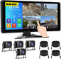 Multimedia player auto cu 4 camere marsarier impermeabile IP67 si nightvision, cu monitor touchscreen de 10, 36 inch, functie split screen, Bluetooth, Transmitator FM, pentru masina, camion, rulota, autocar