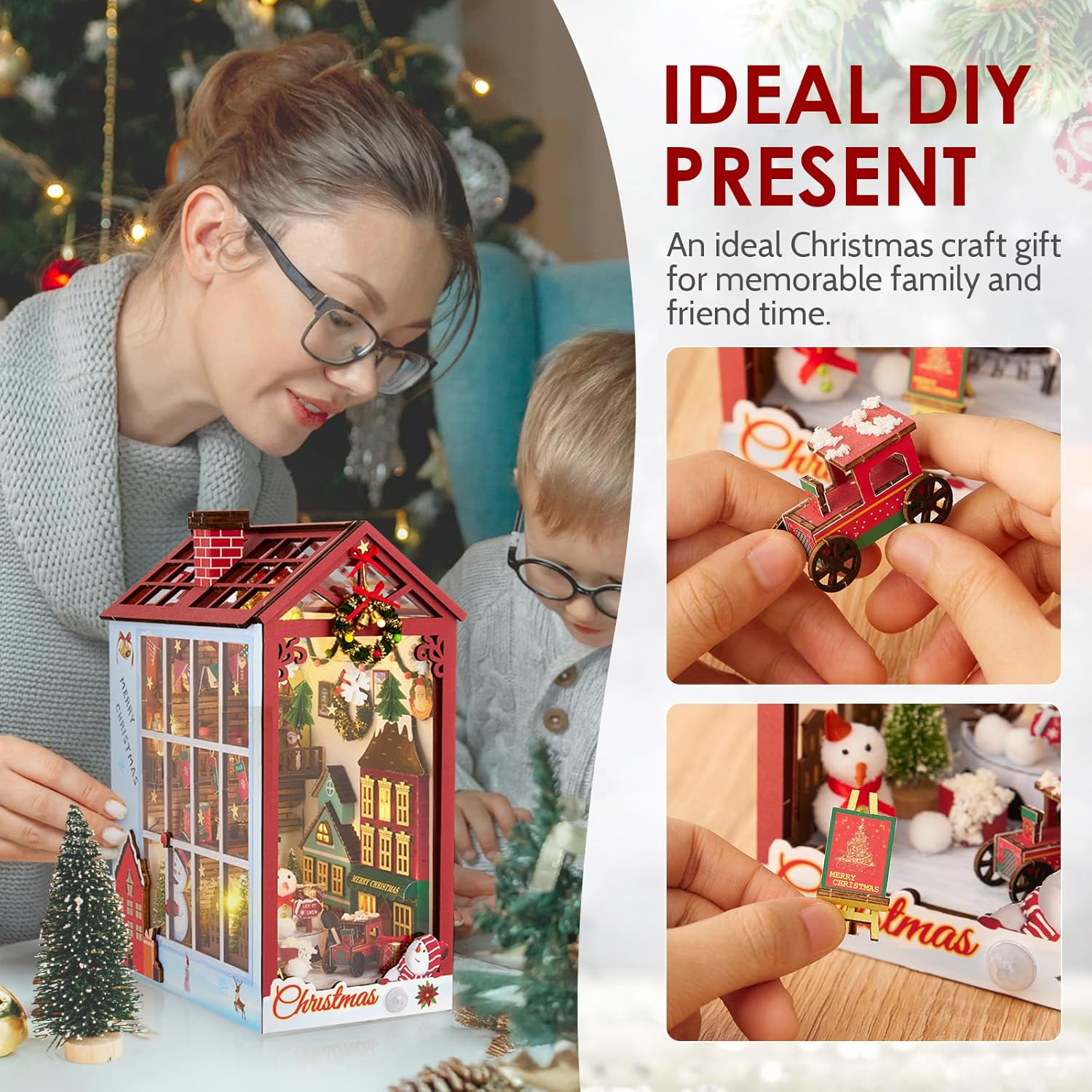 Puzzle 3D, Book Nook DIY cu lumina LED, senzor de miscare si muzica, cotor de carte, accesotiu decorativ multifunctional