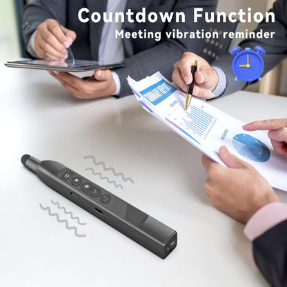 Presenter wireless, laser de prezentare cu pointer extensibil 45 cm, scriere pe ecran tactil, reincarcabil, functie timer cu vibratie, lumina rosie reglabila pe 3 niveluri, compatibil Windows, Mac, Linux, Android