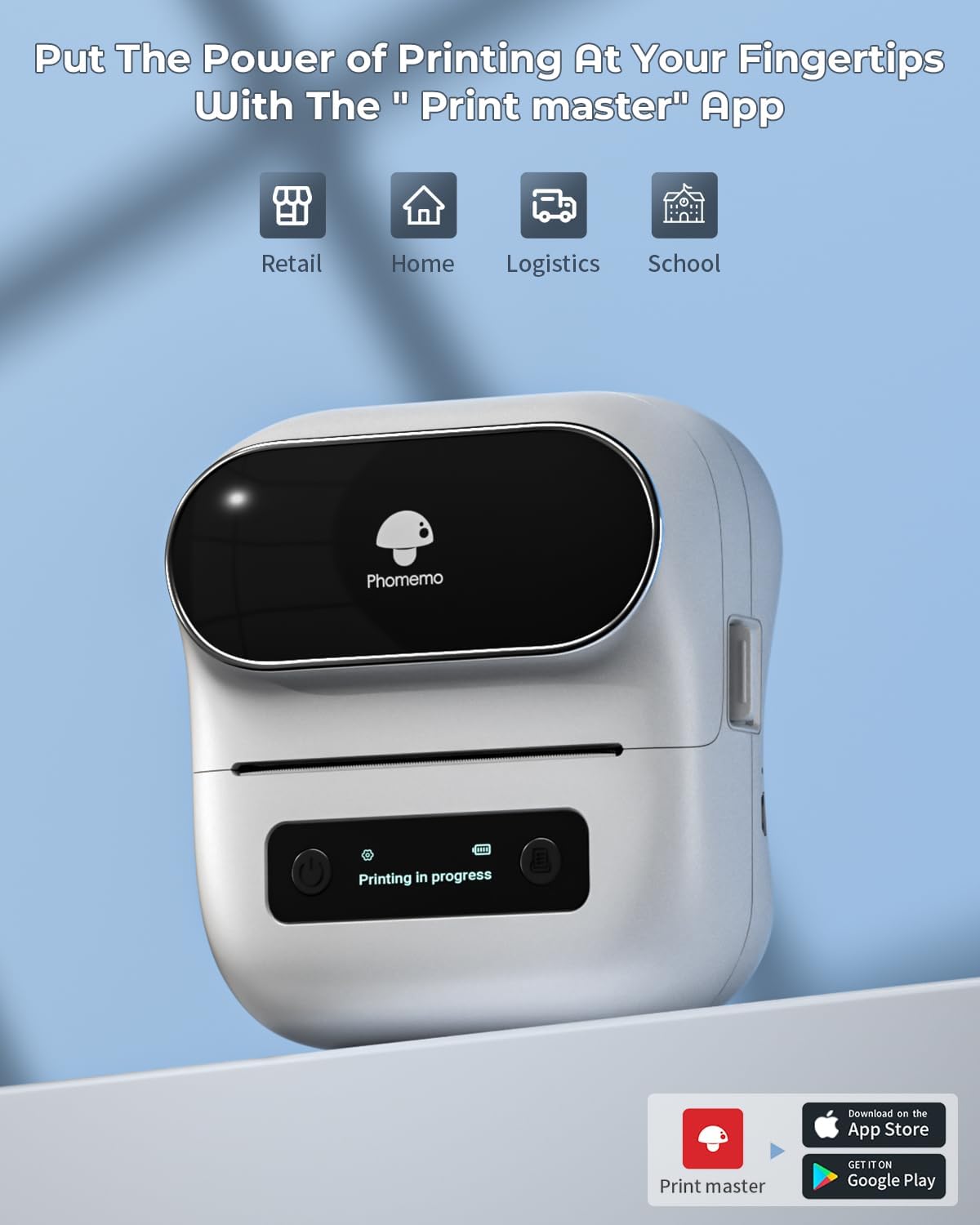Imprimanta termica Bluetooth pentru etichete 20-75 mm, 203 DPI, utilizare prin aplicatie iOS si Android, portabila, acumulator 2200 mAh, pentru imbracaminte, bijuterii, vanzare cu amanuntul, adresa, cod de bare