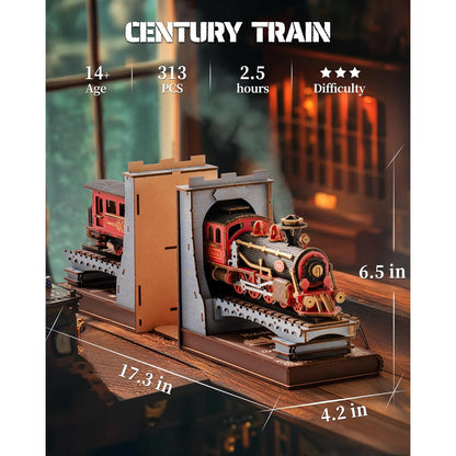 Puzzle 3D Book Nook Kit, Suport de carte DIY tren in tunel, 313 piese, accesoriu decorativ multifunctional