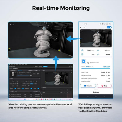 Camera video pentru imprimanta 3D K1/K1 Max, cu detectare AI, 1080P HD, timelapse, vizualizare live, instalare usoara, neagra