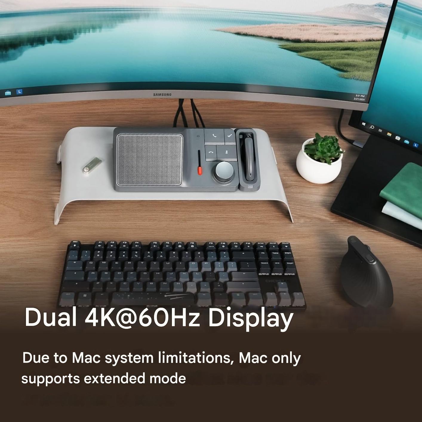 Statie de andocare 11 in 1 USB-C 3.2, USB-A cu inregistrator vocal AI, HDMI dublu 4K@60Hz, Power Delivery 118W, Ethernet 2.5 Gbps, transfer date 10Gbps, cititor SD/MicroSD 4.0