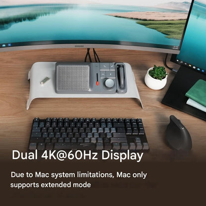 Statie de andocare 11 in 1 USB-C 3.2, USB-A cu inregistrator vocal AI, HDMI dublu 4K@60Hz, Power Delivery 118W, Ethernet 2.5 Gbps, transfer date 10Gbps, cititor SD/MicroSD 4.0