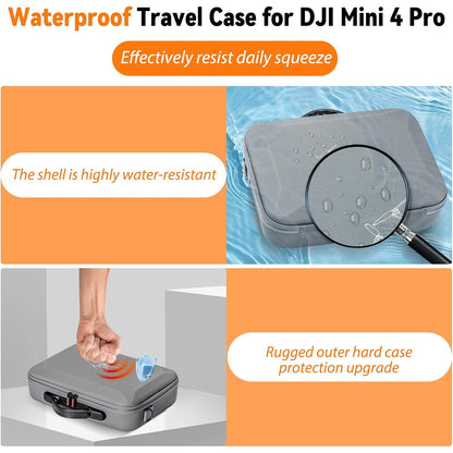 Husa de protectie drona DJI Mini 4 Pro si controler DJI RC 2, geanta de transport impermeabila, portabila 32 x 24 x 9 cm, rezistenta la socuri, cu maner si curea de umar, gri