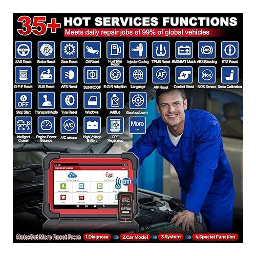 Tester diagnoza auto LAUNCH X431 CRP919E BT wireless, interfata OBD2, codare ECU, control bidirectional, display 7 inch, cu Bluetooth si USB, procesor 4GB RAM, 64GB stocare, baterie 6300 mAh, 35+ functii service, protocoale Can FD+DOIP+FCA, multimarca