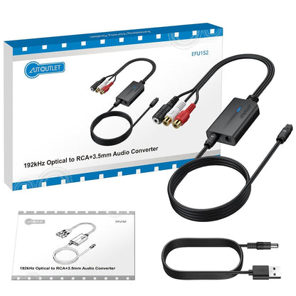 Convertor audio DA 192KHz de la digital la analog, SPDIF TOSLINK/OPTIC, cu cablu optic de 1 m, compatibil HDTV/DVD/Blu-ray/Xbox/PS3/PS4