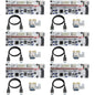 Set 6 Riser Card, placa adaptor PCI-E 1X la 16X GPU Riser cu cablu USB de 0, 6 m, VER010-X, 8 condensatoare solide, interfata 6PIN/4PIN/SATA, dedicat mining