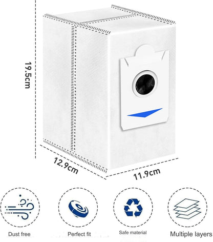 Set 15 saci pentru aspirator Ecovacs Deebot X2 Omni, de 3 litri, din material textil, cu strat din carbon activ, usor de instalat
