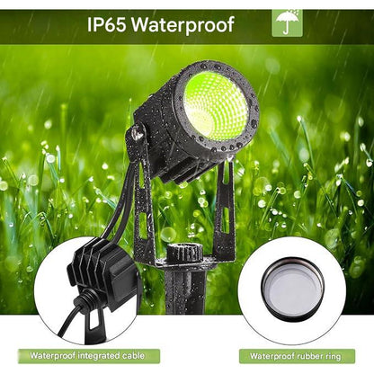 Set 6 lampi pentru gradina, RGB LED, 13 culori, 12 V, 3 W, 1800 lm, impermeabil IP65, lampa de gradina colorata cu telecomanda si temporizator cu tarus si cablu de 21 m