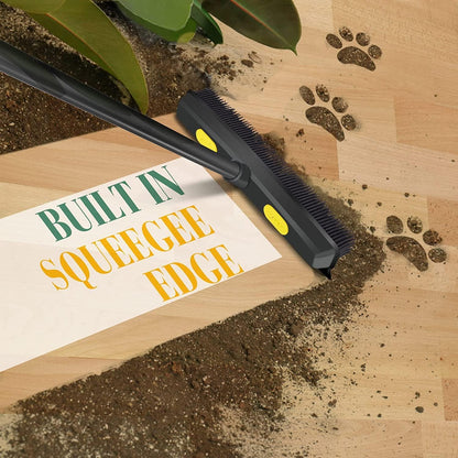 Matura cu racleta pentru par animale, peri din cauciuc electrostatic, 34 cm latime, cu maner telescopic, perie de mana inclusa, indepartarea parului de pisici, caini, utilizare interior si exterior