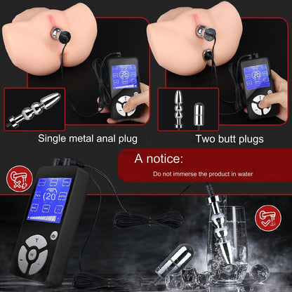 Set 2 dop anal si 4 inele penis cu electrostimulare, butt plug cu telecomanda, 8 moduri si 20 de intensitati, jucarii sexuale pentru barbati si femei