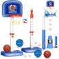 Set cos de baschet si baseball pentru copii 2 in 1 cu bata, baza de lansare, pompa, mingi, suport cu inaltime reglabila, baza stabila, pentru interior si interior, multifunctional