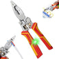 Cleste multifunctional 9 in 1, pentru dezizolat, taiat si sertizat cabluri, cabluri coaxiale si perechi rasucite 1,5-6 mm², tester de tensiune 12-250 V AC/DC cu alarma vizuala/auditiva si blocare de siguranta, pentru diagnosticare