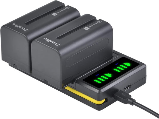 Set de 2 acumulatori NP-F750 NP-770 5200mAh cu incarcator USB cu display LCD, pentru Sony NP-F330 NP-F550 NP-F570 NP-F750 NP-F770 NP-F960 NP-F970 CCD-SC5 CCD-TRV DCR-TRV Series
