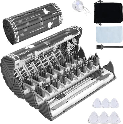 Set surubelnite de precizie pentru reparatii electronice 139 in 1, cu ax extensibil flexibil, cap magnetic, maner ergonomic, compatibile cu iPhone, iPad, Switch, PS4, Laptop, ochelari, electrocasnice