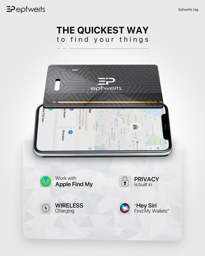 Card smart, dispozitiv antipierdere portofel, localizator Bluetooth cu incarcare wireless, sonerie, 1.6 mm, 60 m, doar pentru Apple iOS Find My