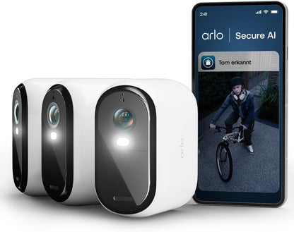 Camera de supraveghere Arlo Essential 2K HD, 3 XL, cu baterie 2K, set de 3 bucati, WiFi, wireless, video HD 1080p, vedere nocturna color, lumina, senzor de miscare, alarma, audio bidirectional, cu aplicatie