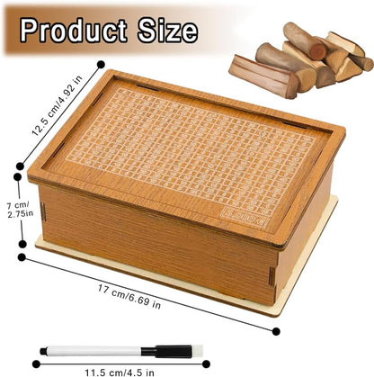 Pusculita din lemn cu tinta de economii si numere pentru bifat, 17 x 12.5 x7 cm, reutilizabila
