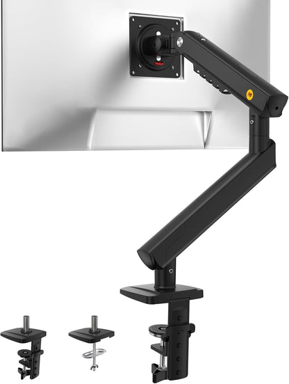 Suport monitor ergonomic brat articulat 17–32 inch – Arc mecanic reglabil, capacitate 9 kg, rotire 360°, inclinare +90°/-25°, ajustare inaltime, VESA 75x75 & 100x100, montare birou tip clema sau grommet, otel aliat, negru