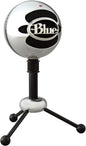 Microfon USB Blue Snowball, condensator cu 2 capsule, modele polare cardioid si omnidirectional, Plug & Play, pentru streaming, podcast, gaming, YouTube si conferinte, compatibil PC si Mac, argintiu