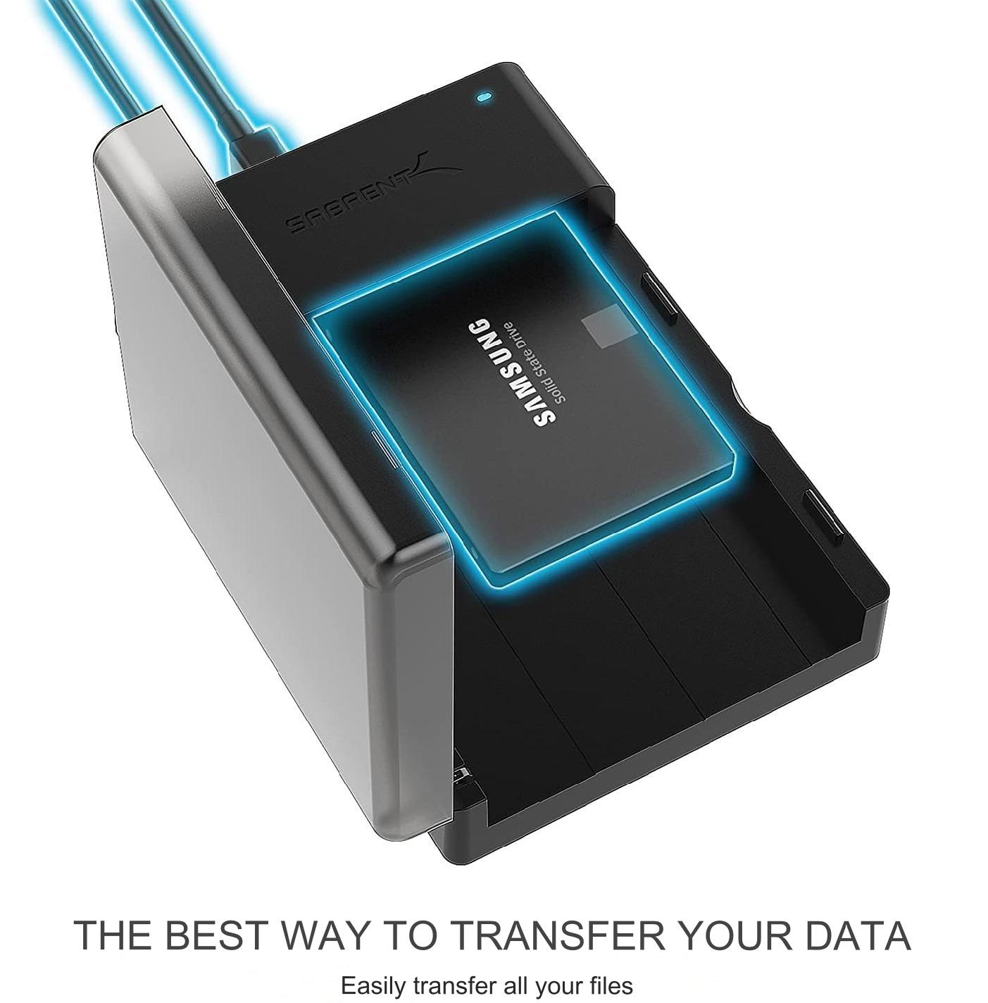 Docking Station pentru HDD/SSD extern, carcasa rack de 2,5-3,5 inchi, SATA, UASP, USB 3.0, USB 3.2 Gen1, plug and play, cu sursa de alimentare DC 12 V, rata de transfer 5 Gbps, cablu tip A de 1.8 m