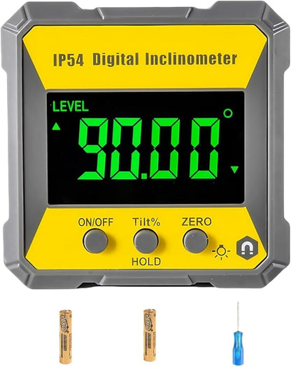 Nivela digitala magnetica 4 x 90°, eroare ±0,2°, ecran LCD, impermeabil IP54, aparat de masurat unghiuri 360°, inclinometru digital portabil pentru prelucrarea lemnului, metalului, constructii si auto