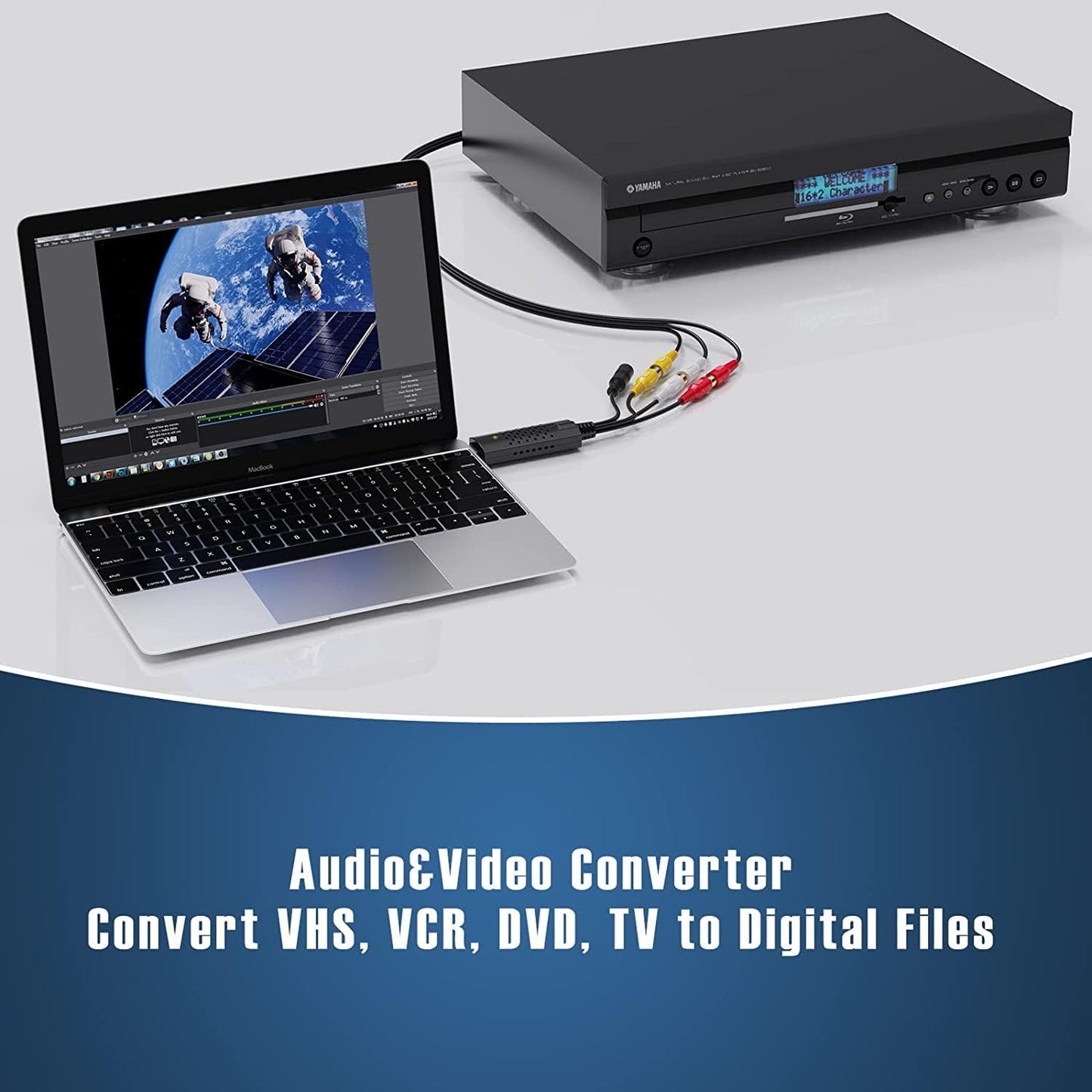 Convertor VHS Digital USB – Placa de captura video/audio pentru Windows 11/10/8, ideal pentru casete VHS, camere si DVR