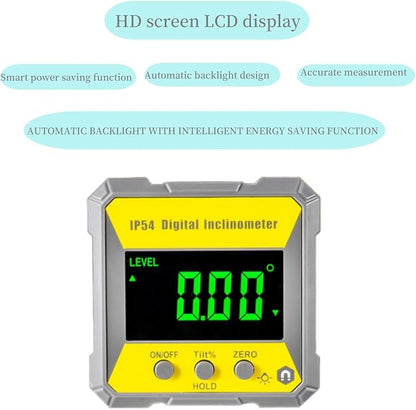 Nivela digitala magnetica 4 x 90°, eroare ±0,2°, ecran LCD, impermeabil IP54, aparat de masurat unghiuri 360°, inclinometru digital portabil pentru prelucrarea lemnului, metalului, constructii si auto